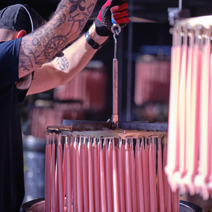 Red | Pair of Hand-Dipped Beeswax 12" Taper Candles
