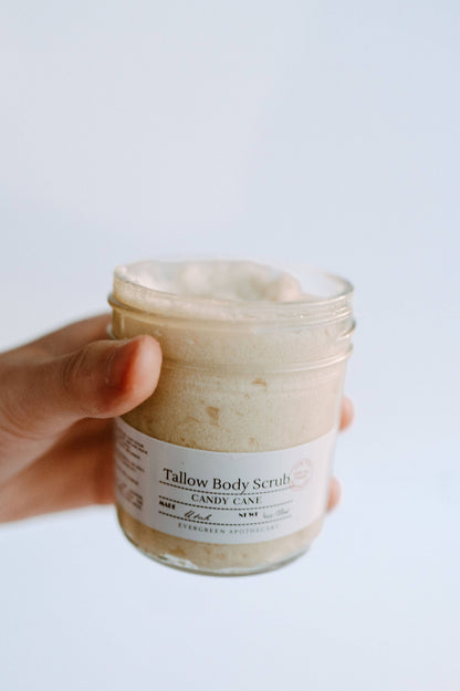 Tallow Sugar Scrub, made with Lady May Tallow, 6oz: Vanilla Woods