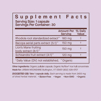 Urban Moonshine Wonder Human Herbal Capsules 30ct