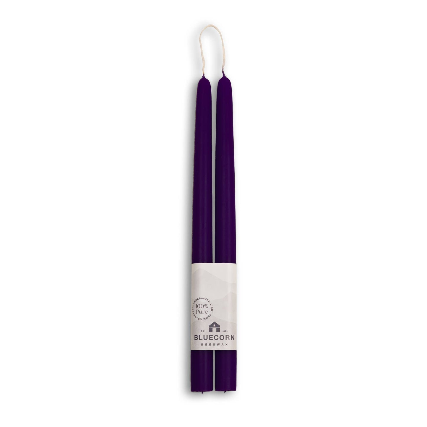 Eggplant | Pair of Hand-Dipped Beeswax 12" Taper Candle