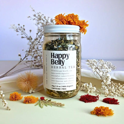 Happy Belly Loose Leaf Herbal Tea | Glass Jar