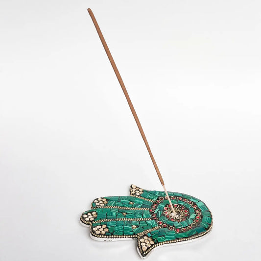 Hamsa Hand  Green - Incense Holder