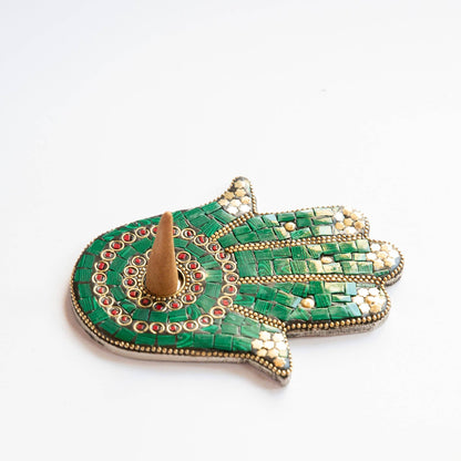 Hamsa Hand  Green - Incense Holder